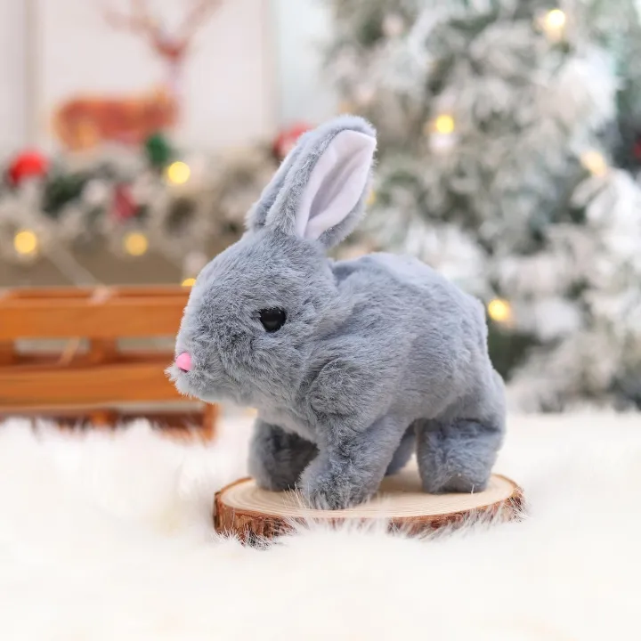 Electric Walking & Jumping Plush Rabbit Bunny Toy with Sound and Motion for Kids (Random Colors)