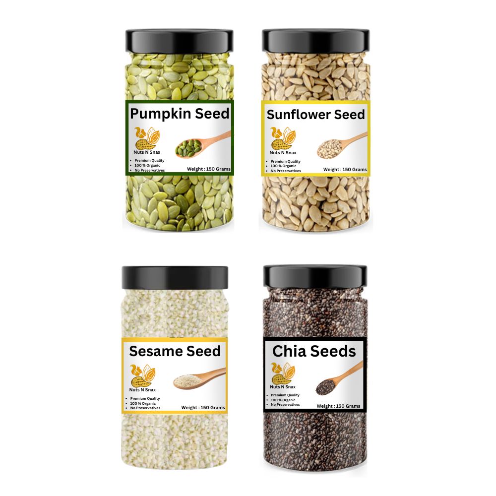 Seed Cycle For PCOS Kit 150 grams each | Imported | Premium Quality | Chia | Pumpkin | Sesame | Sunflower By Nuts N Snax