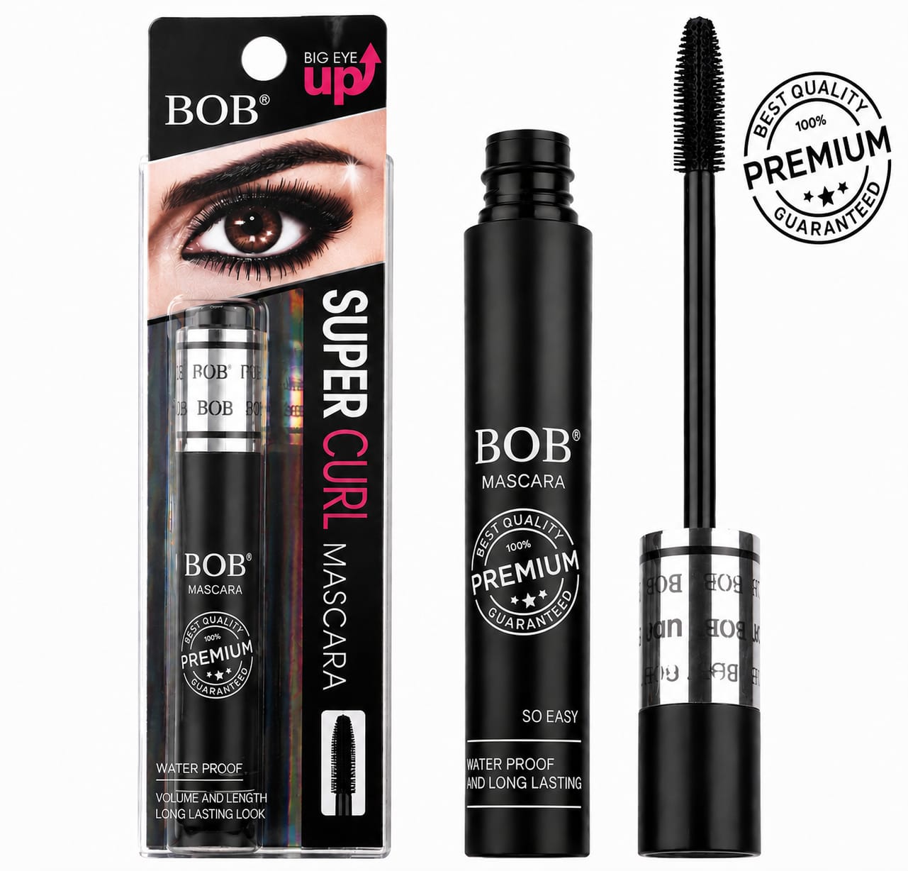 BOB Super Curl Mascara Waterproof Black Mascara Long Lasting Eyelash Makeup Beauty Product