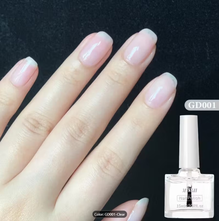Clear Nail Polish Bottle | Fast-Drying Transparent Gel Polish | Hypoallergenic & Moisturizing Formula for Nail Art, Extensions & Cuticle Care