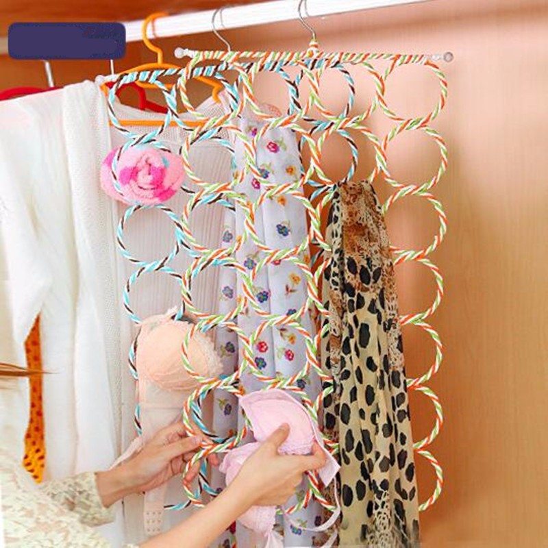 28 Ring Rope Shawl Multi Display Scarf Belt Tie Slots Holder Organizer
