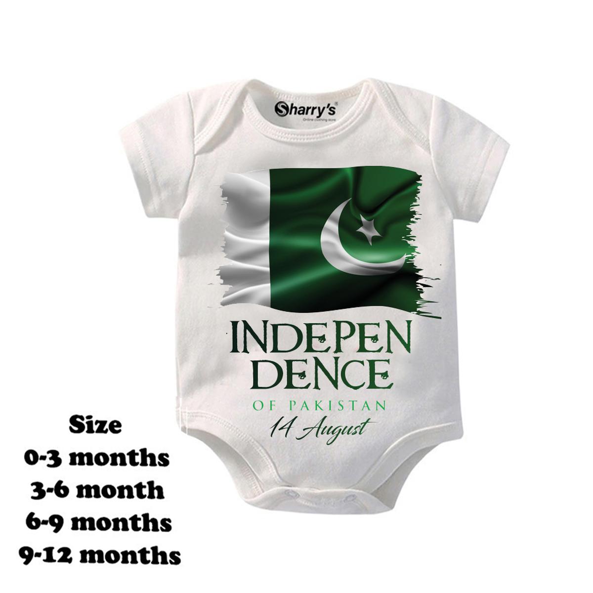 Sharrys Half Sleeves 14 August Printed Baby Romper Bodysuit For Babies infant Onesis 0-14 Months Summer Wear Trendy Printed independence day
