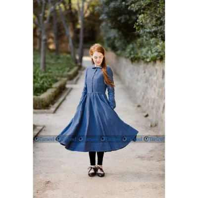 Denim Blue & Black Front Open Contrast Straps Abaya | Casual Abaya |  Islamic Shop