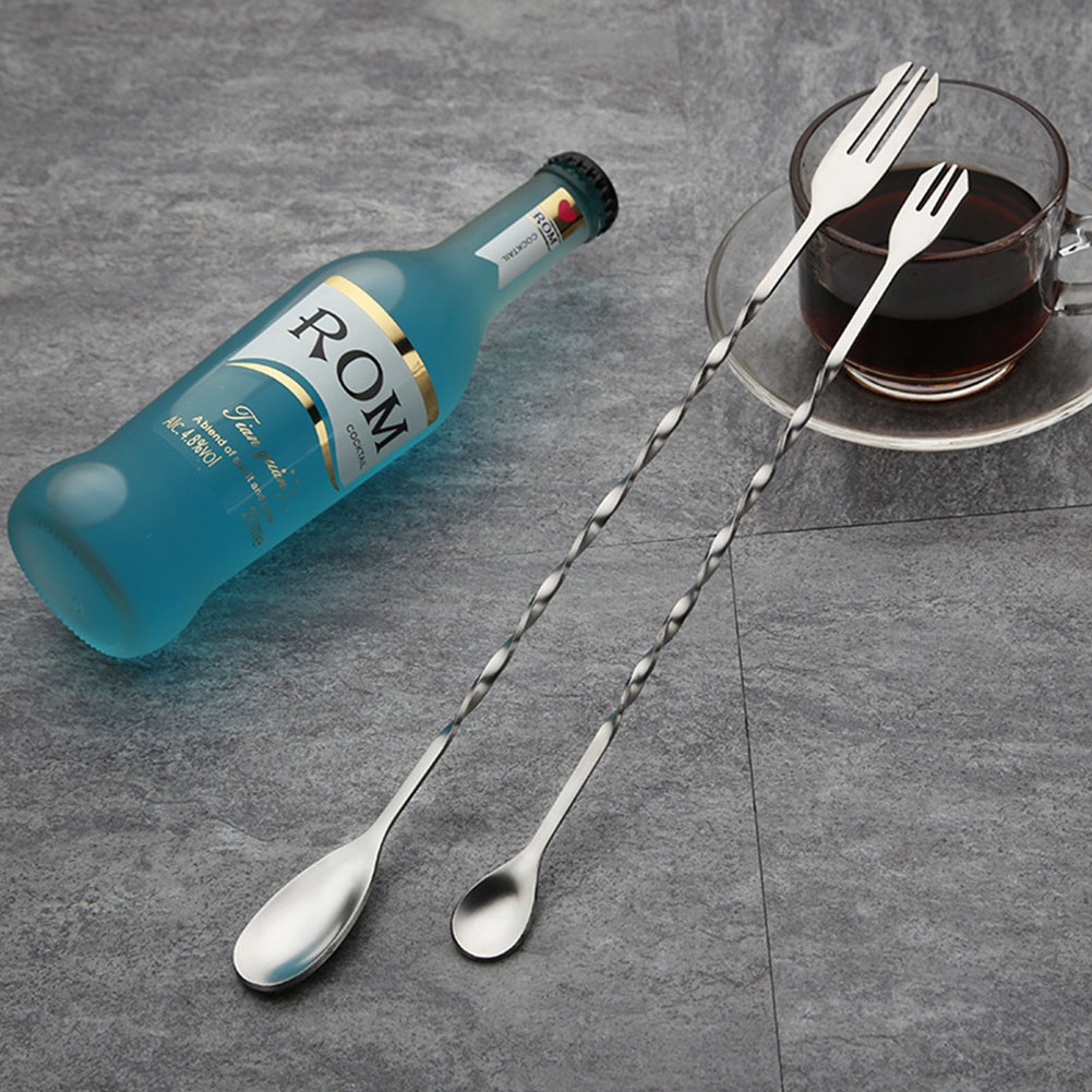Stainless Steel Bar Spoon Bar Spoons Twist Neck Barware Mixing Spoon Set Of 2