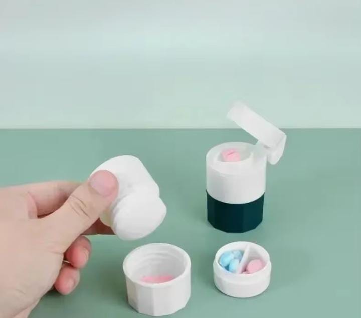 Multifunctional 4 In 1 Portable Round Pill Splitter and Cutter with Powder Crusher | Travel-Friendly Daily Tablet Organizer for Medicine Storage | Compact Design for Easy Carrying | Ideal for Home, Office, and Travel Use | Durable and Convenient Pill Box