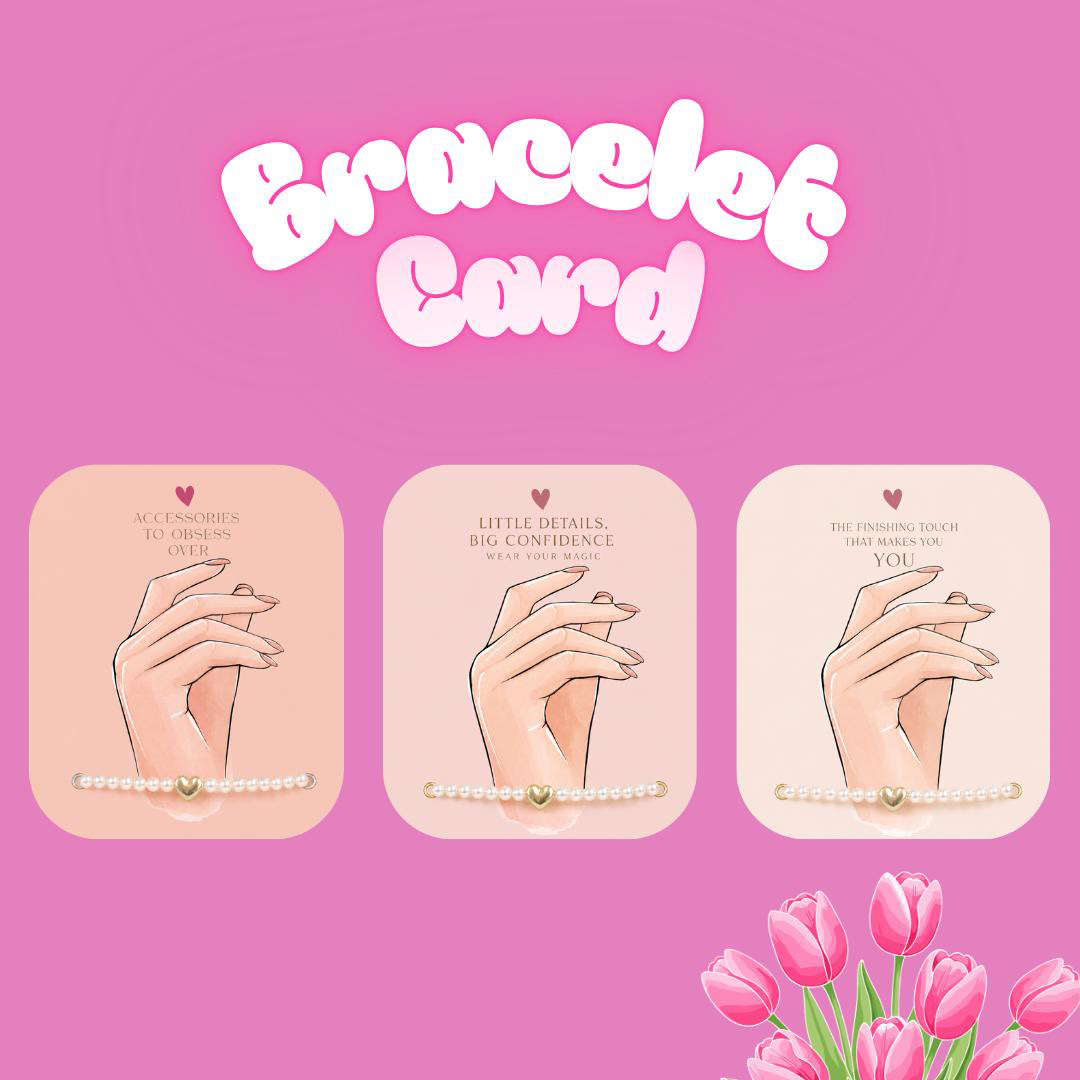 Girl Pattern Bracelet Card Display Set | Cute Trendy Jewelry Packaging Cards | Bracelet Holder Cards for Bangles & Accessories