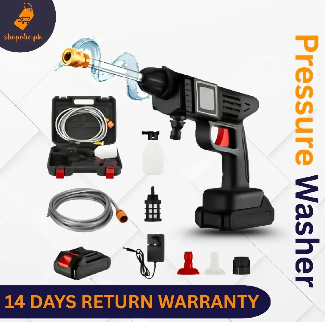 Rechargeable Cordless High Pressure Washer Gun – Portable Electric Power Washer for Car Wash, Floor, Wall & Solar Panel Cleaning – Multi Nozzle Spray Pump, Easy to Use Heavy Duty Cleaning Machine