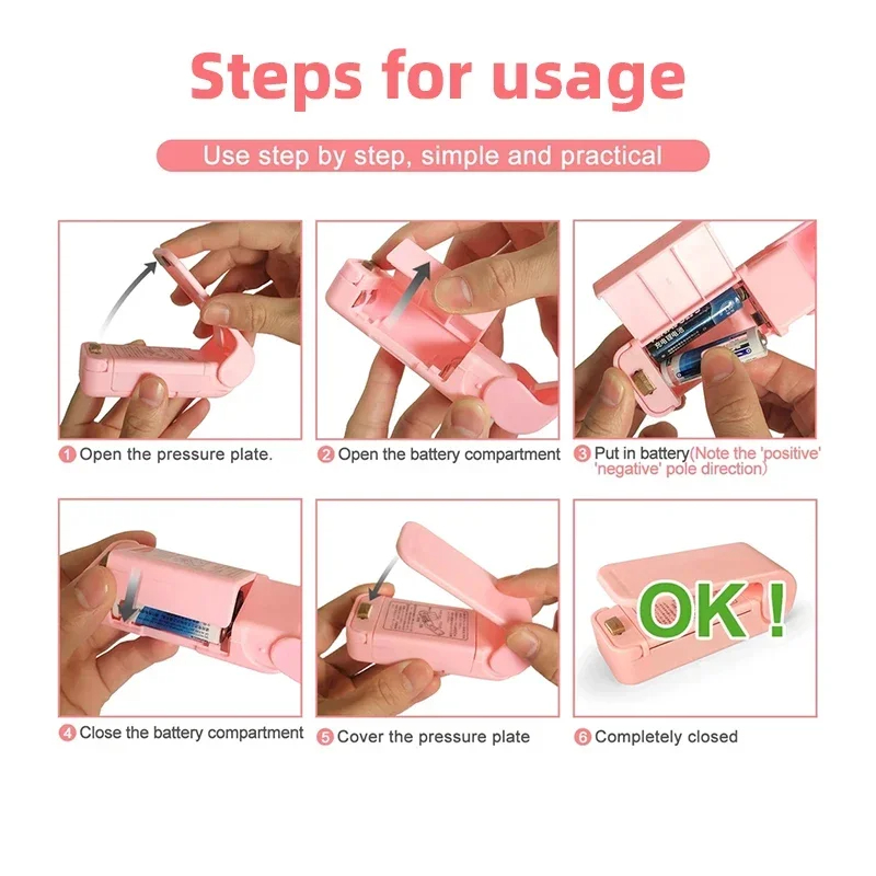 Portable Plastic Bag Sealer Machine | Mini Heat Sealer for Food Storage, Snack and Packaging | Reseal Bags Airtight and Fresh
