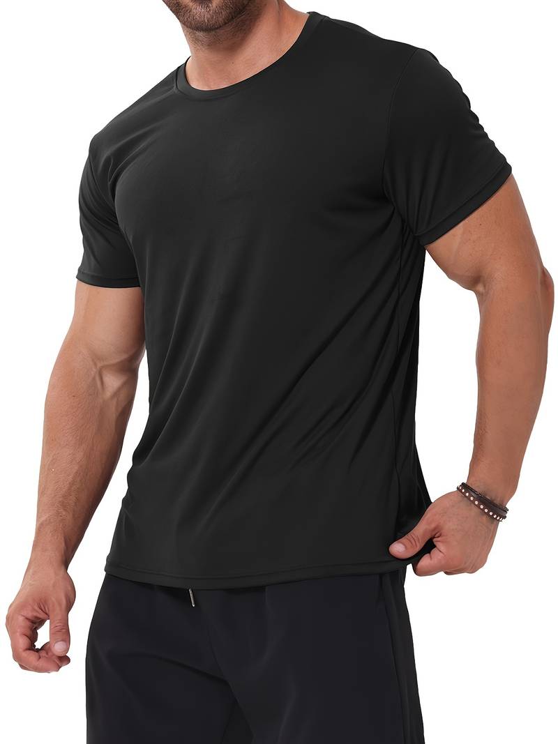 Men's Workout Shirts: ActiveFlex Dry Fit Gym Shirts, Short Sleeve Athletic Active Tops Fast Dry Crew Neck T-Shirt for Exercise and Running