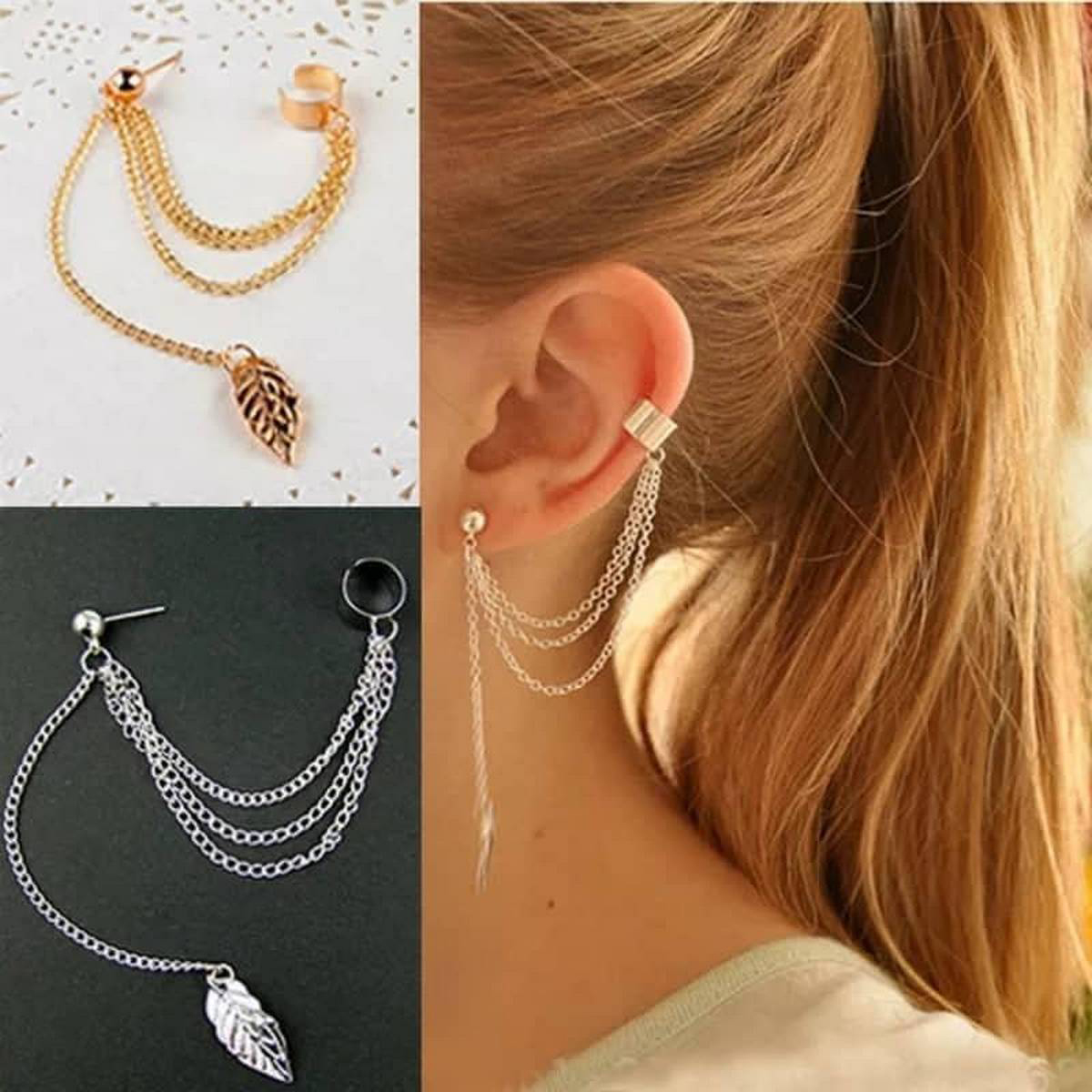 Stylish long hot sale chain earrings