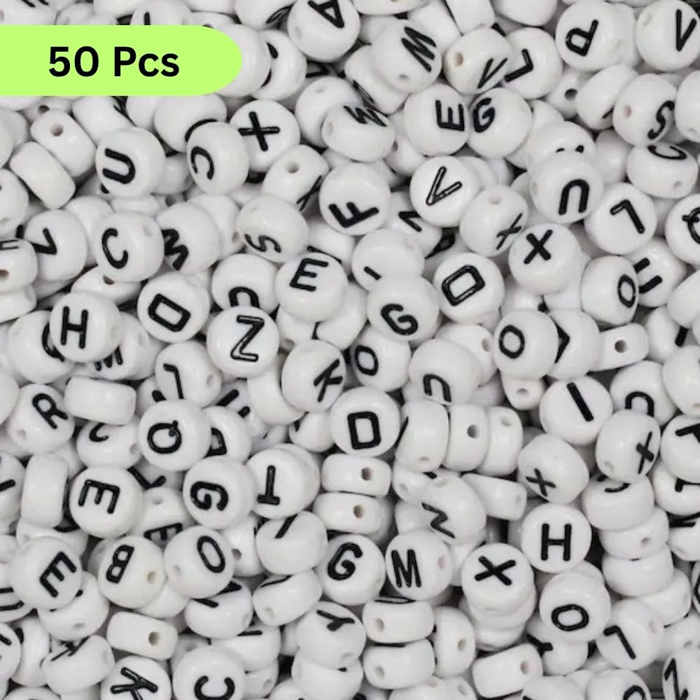 26/50/100/150/500 letters jewelry making alphabets Mix alphabets round beads ideal for arts and crafts jewelry making and bracelets jewelry making accessories jewelry making kit Alphabet Beads Flat Round White Letter Beads By - SAMS Collection
