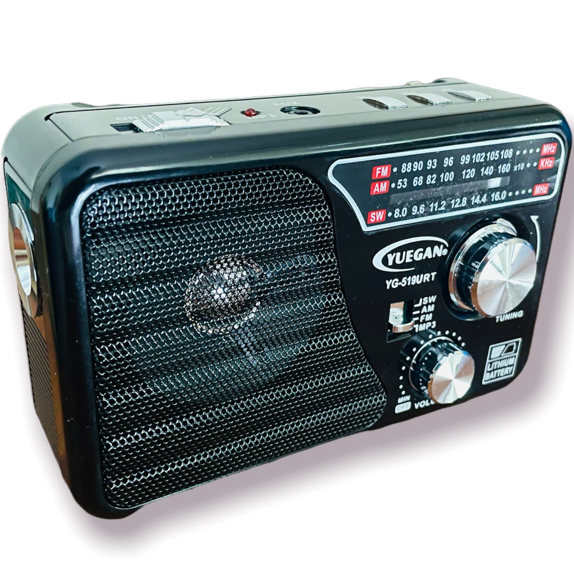Portable All in One Rechargeable Radio with FM AM SW Bands MP3 Player USB Memory Card AUX Support