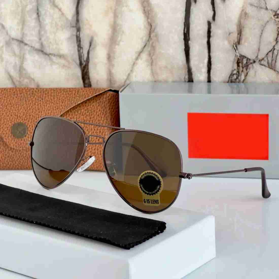 UV protection brown Len's and brown frame metal design man sunglasses