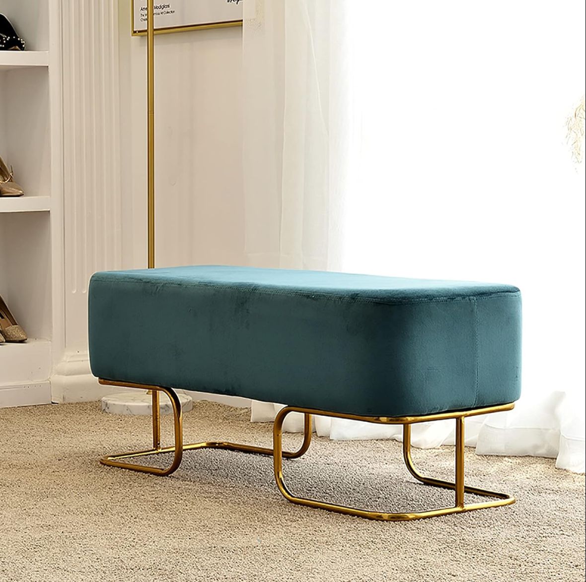 3 Seater Luxury sofa sitting Stool With Metal Stand- sofa   Chair   Stool customization