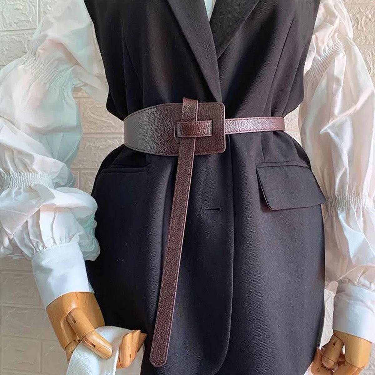 Designer belts for women high quality knot soft leather long cummerbunds wide coat ceinture femme dress waistband