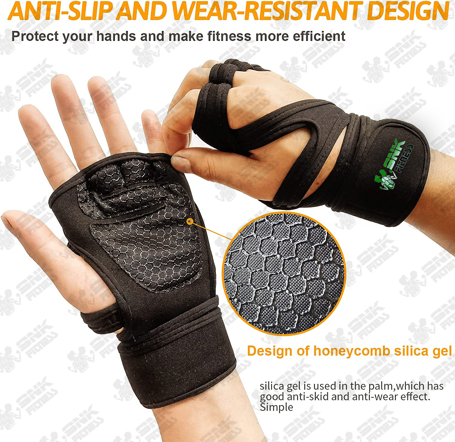SNK Fitness GYM GLOVES Weight Lifting Gloves Fitness Gloves With Wrist Support, Gym Workout,Weightlifting & Fitness-Leather Padding