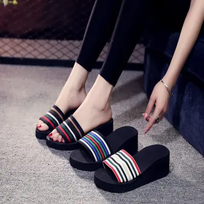 Flip-Flops Women's Slippers Women's Sandals Women's Summer Fashion  All-Matching Outdoor Wear Home Korean Style Student Mid Heel Beach