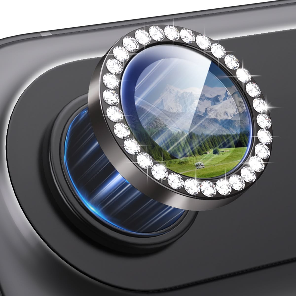 Diamond Camera Lens Protector For 11 / 12 / 13 / 14 / 15 / 16 / 17 Series  Luxury Sparkle Shockproof Camera Guard
