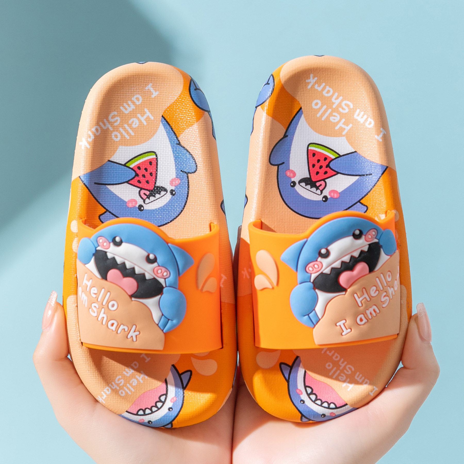 New 3D Cartoon baby shark children's slippers summer boys and girls bathing indoorNon-slip soft sole no-smell sandals