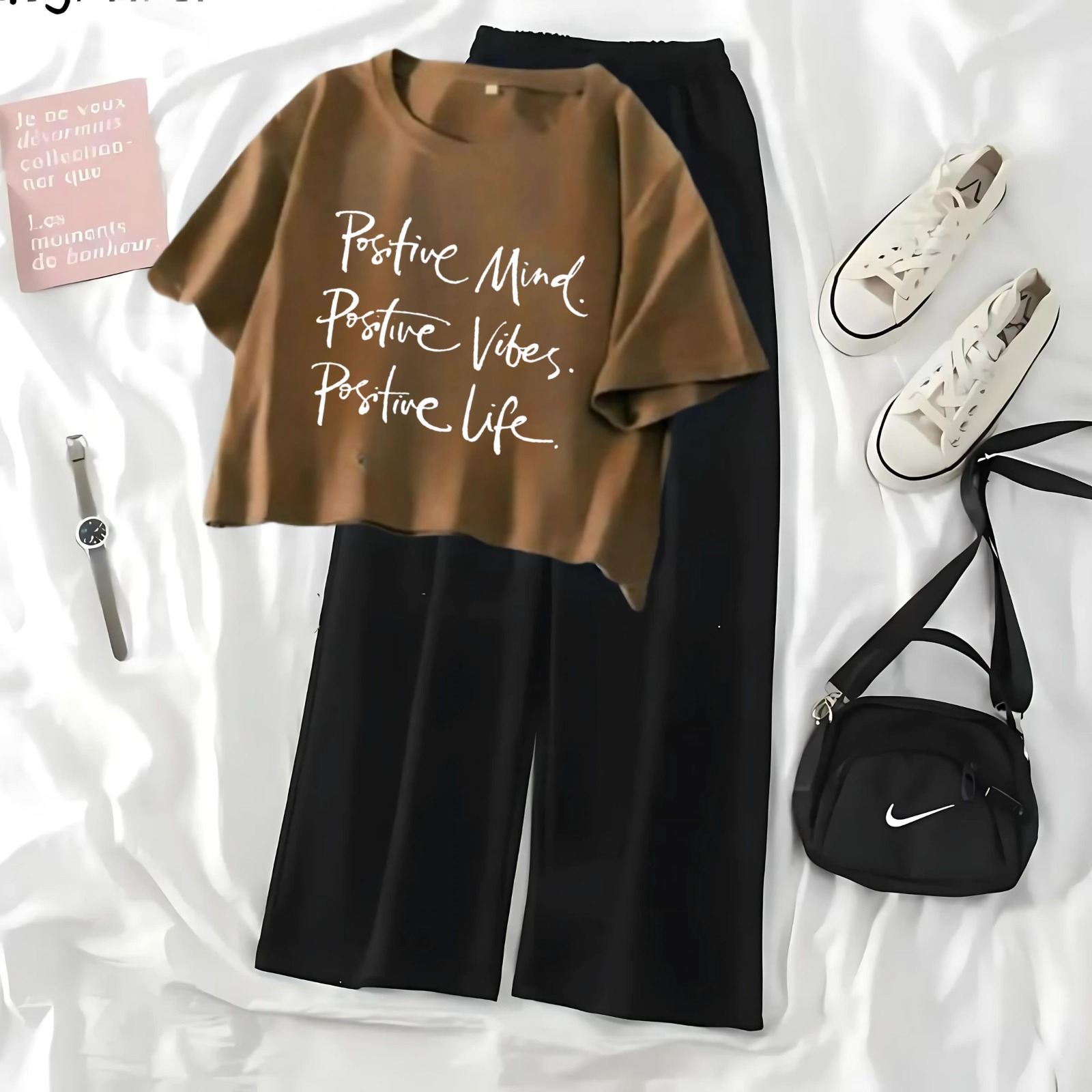 Soft and Comfortable Crop Top T-shirt with Flapper Trouser Combo for Women and Girls