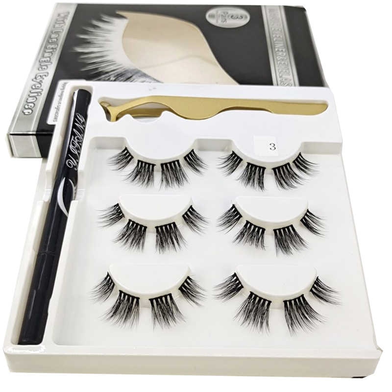 3 Pairs 3D Eye Lashes - High Quality Eyelashes (with free Glue)