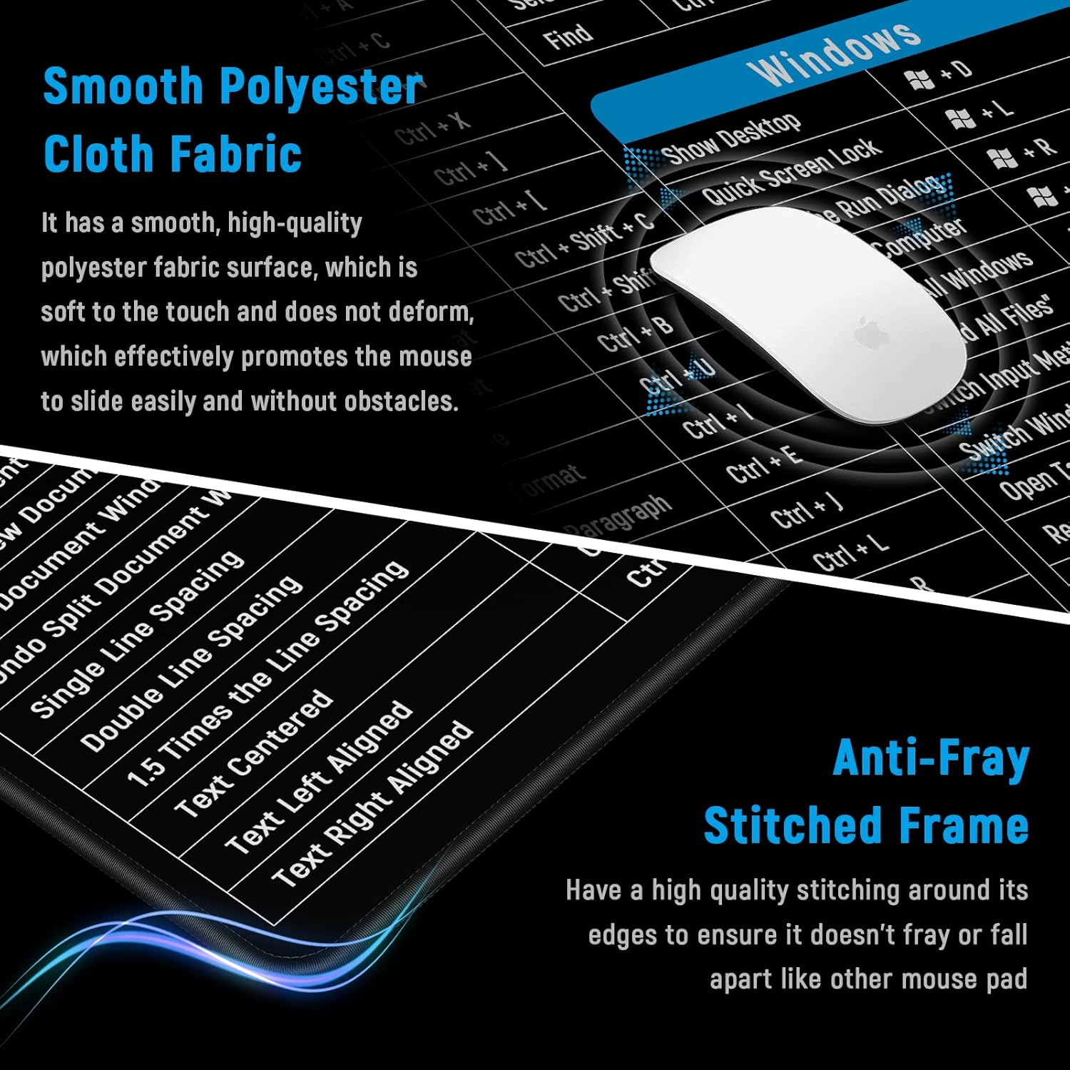 SP Dealz XXL Gaming Mouse Pad 35.4 x 15.7 Inch – Extended Desk Mat with Microsoft Excel & Office Shortcuts, Large Waterproof Non-Slip Mousepad for PC, Laptop & Office Work