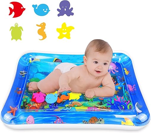 Tummy Time Water Mat for Kids, Babies Toddlers Premium Inflatable Baby Play Activity Pad for 3–24 Months Muscle Strengthening Sensory Play Gym Portable Leak-Proof Baby Water Mat