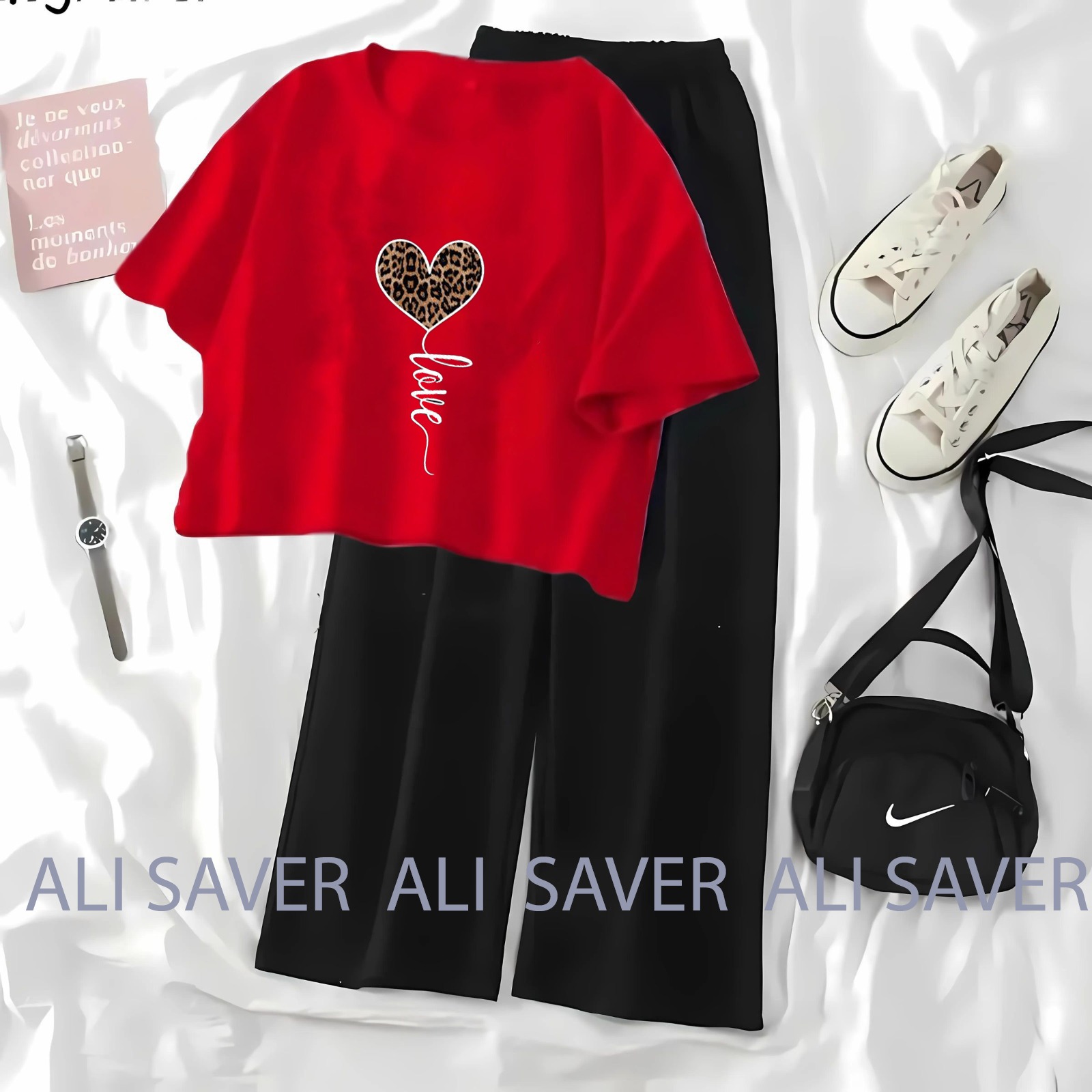 ALISAVER High Quality Tee And Flapper Crop Top Casual Suits For Women Premium Quality