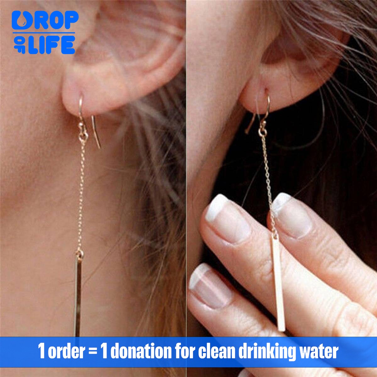 Dangle Earring Long Tassel Strip Drop 