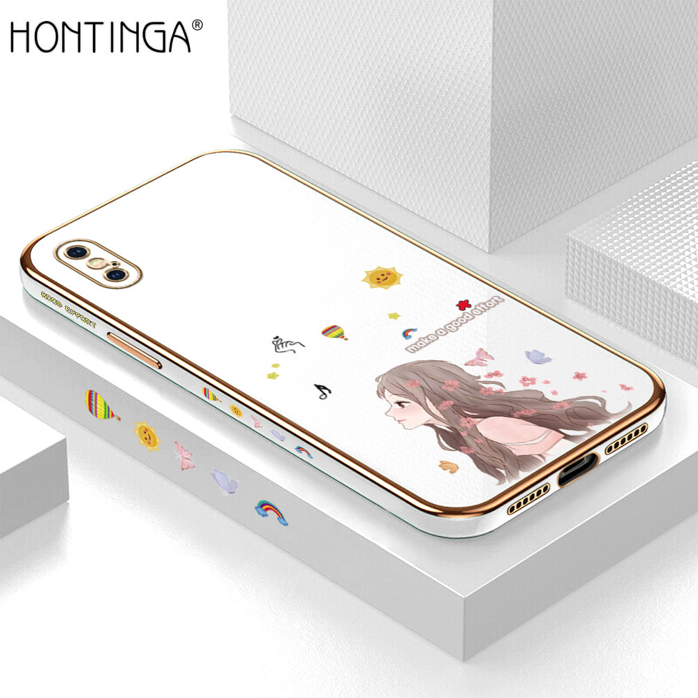 Hontinga for iPhone X / XS Back Cover（Free Lanyard）Luxury 6D Plating