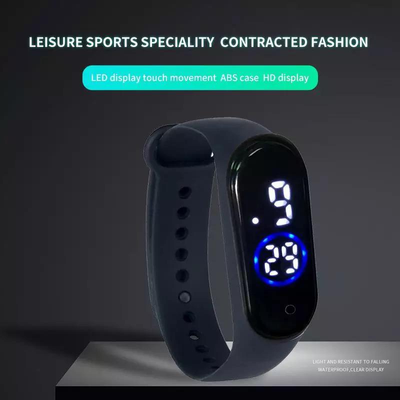 M4 Digital LED Touch Electronic Watch Bracelet 50M Waterproof Men Women Sports Watches Glass Dial Silicone Wristwatch With Box
