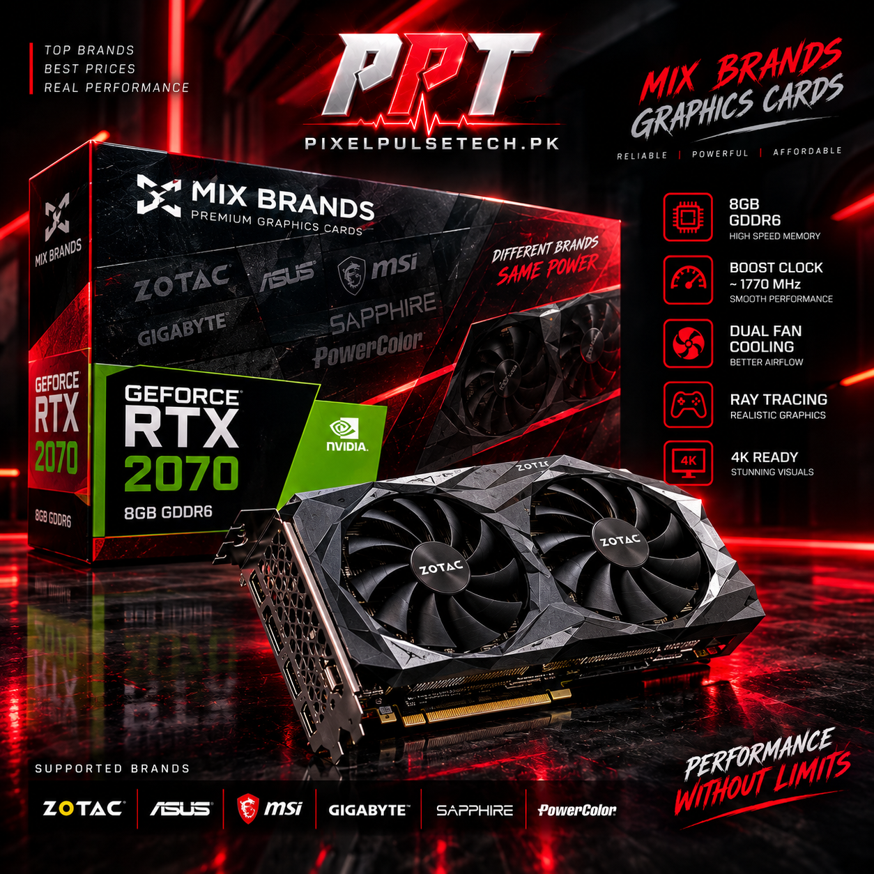 Rtx 2070s 8gb Gddr6 256Bit Graphic Card pixelspulsetech