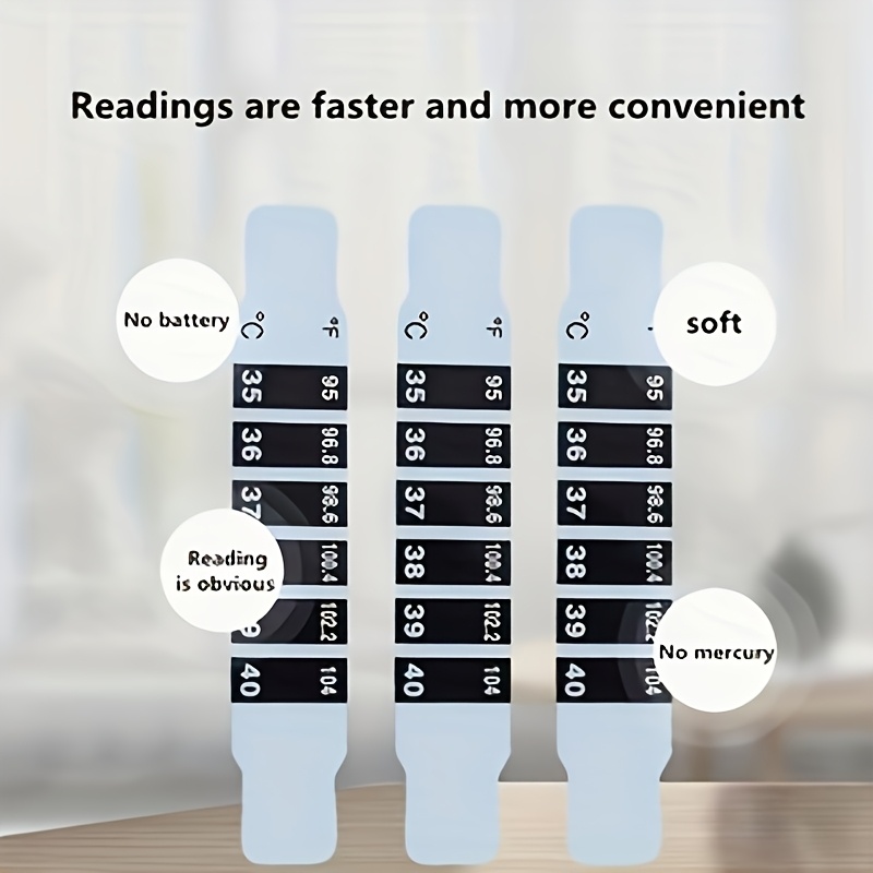 LCD Thermometer Strip ABS Reusable Flexible Head Fever Forehead Thermometer Color Change Home Test Temperature LCD Thermometer Strip ABS Reusable