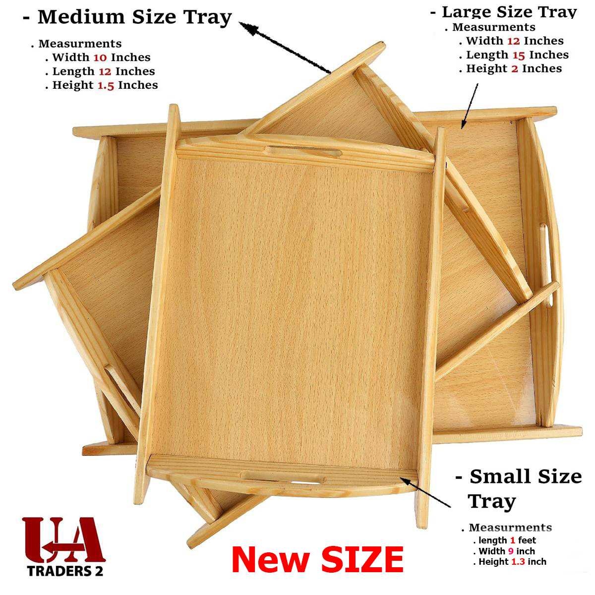 Premium Quality 3 Pcs Wooden Serving Tray Set With Handels Premium Quality Set of 3 Multipurpose