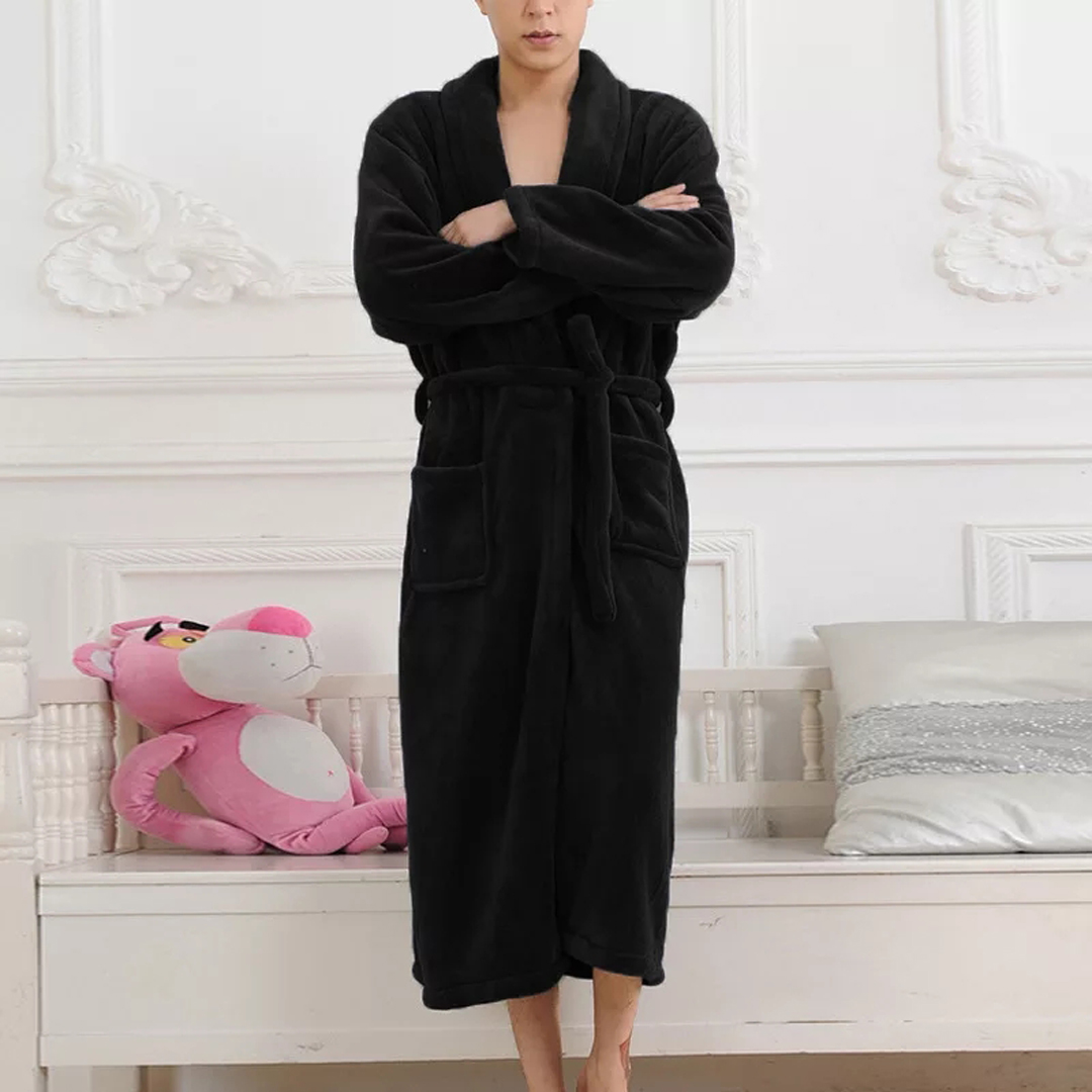 Men Women Towel Bathrobe-Black