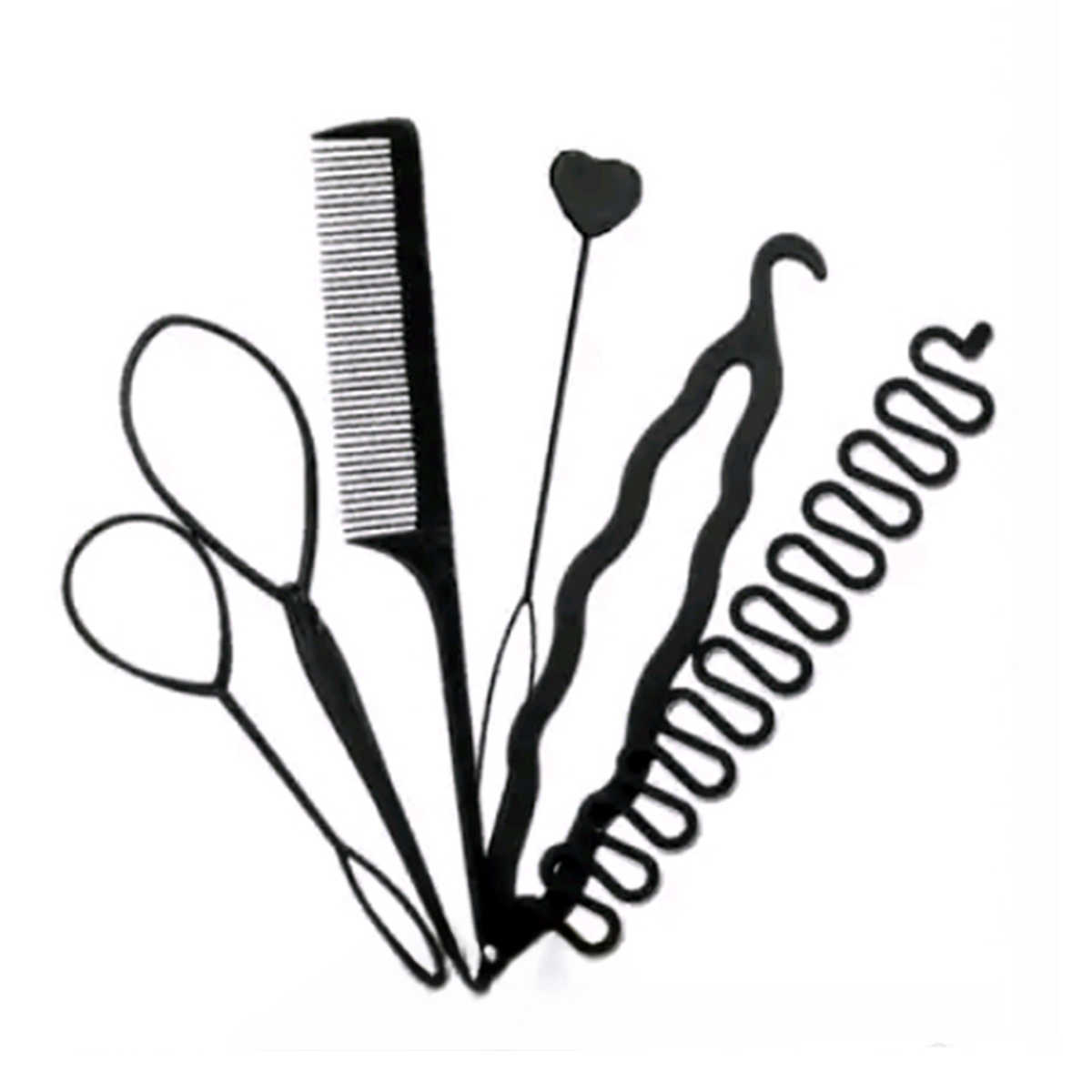 6PCs Braids Styling Tools Set - DIY Hair Accessories Kit with Zig-Zag Ponytail Makers for Women and Girls