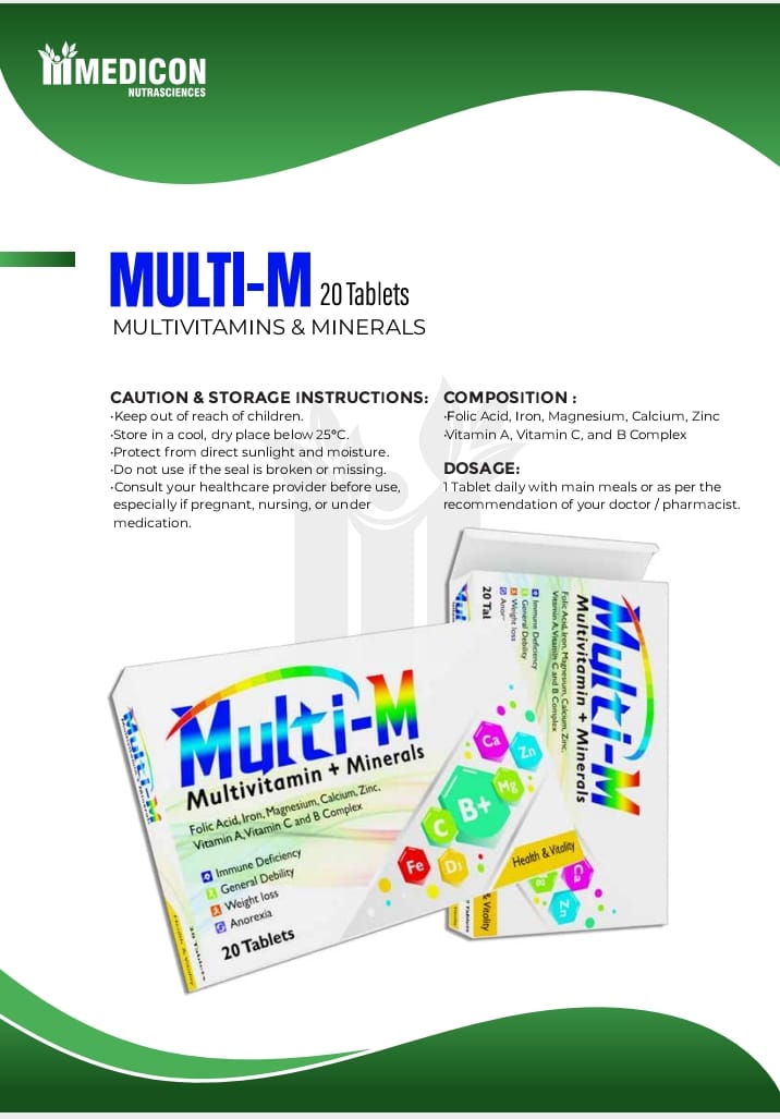 MULTI-M (MultiVitamins & Minerals) Immune Deficiency 20Tablets