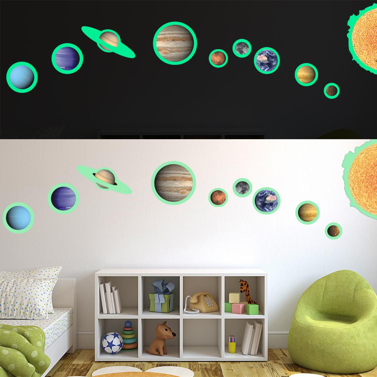 Glow In The Dark 9 Planets Solar System Wall Stickers Decal