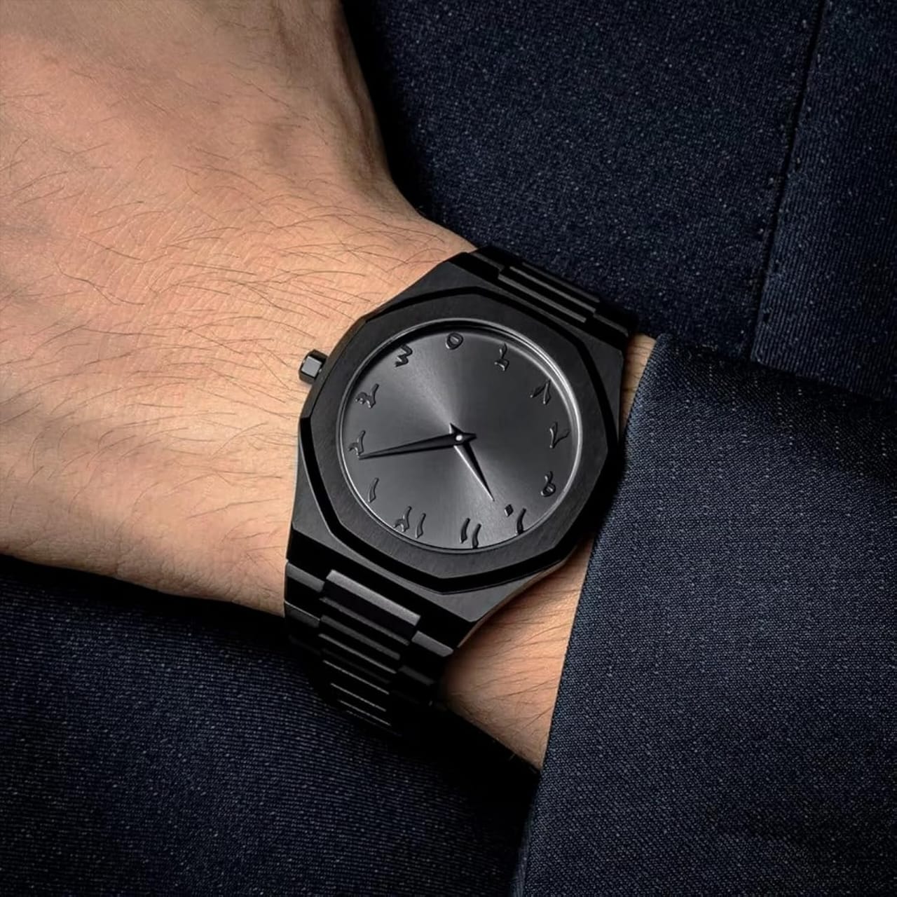Aura Analog Watch, Matte Black Minimalist Dial with Arabic Numerals, Metal