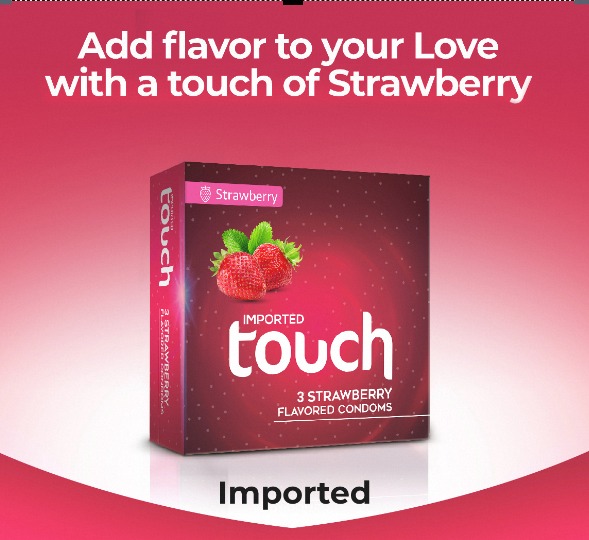 Touch Strawberry Flavored Condoms - Pack of 6