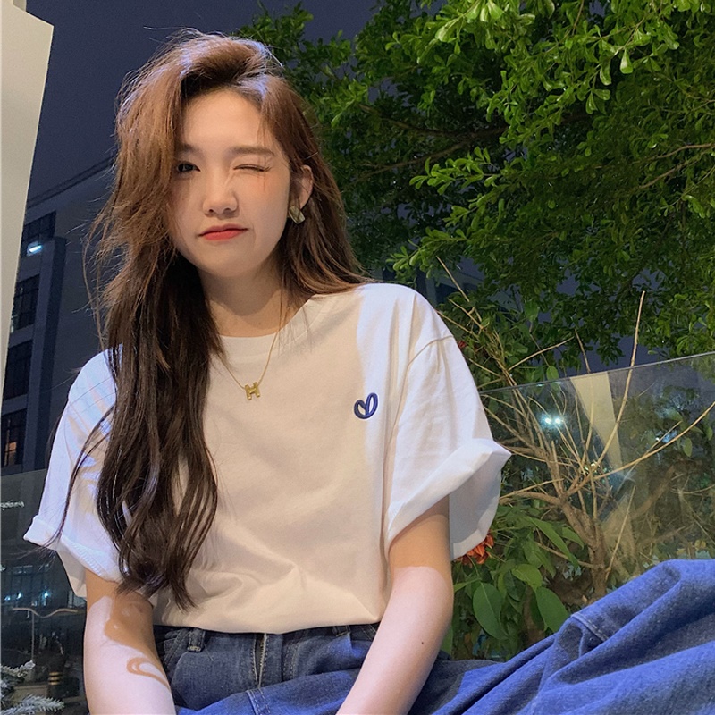 White short-sleeved cotton T-shirt 