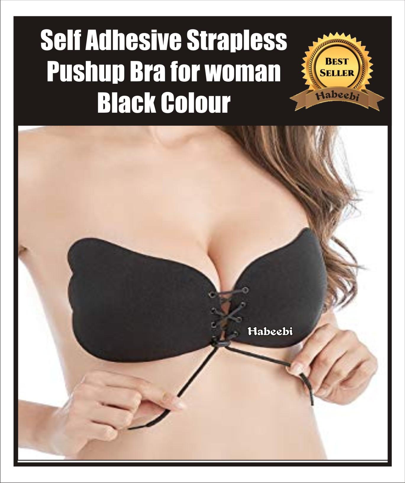 Self Adhesive Strapless Pushup Bra for woman- Black