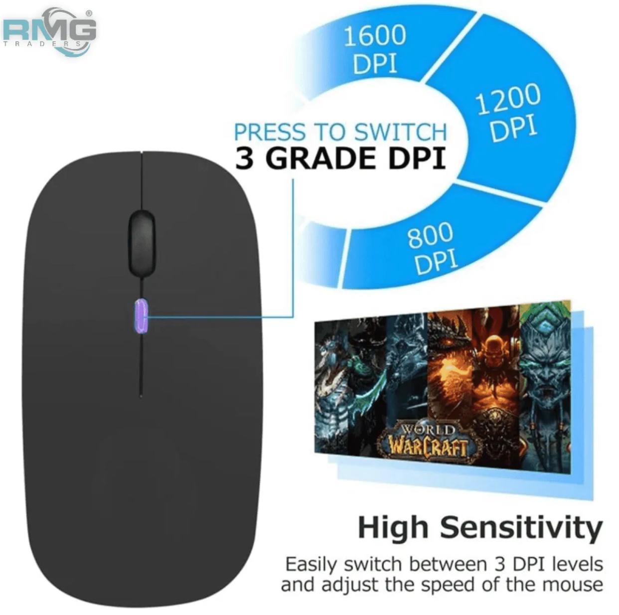 HP W10 Wireless Rechargeable Mouse With RGB Lights Adjustable DPI Silent Click With Ultra Thin