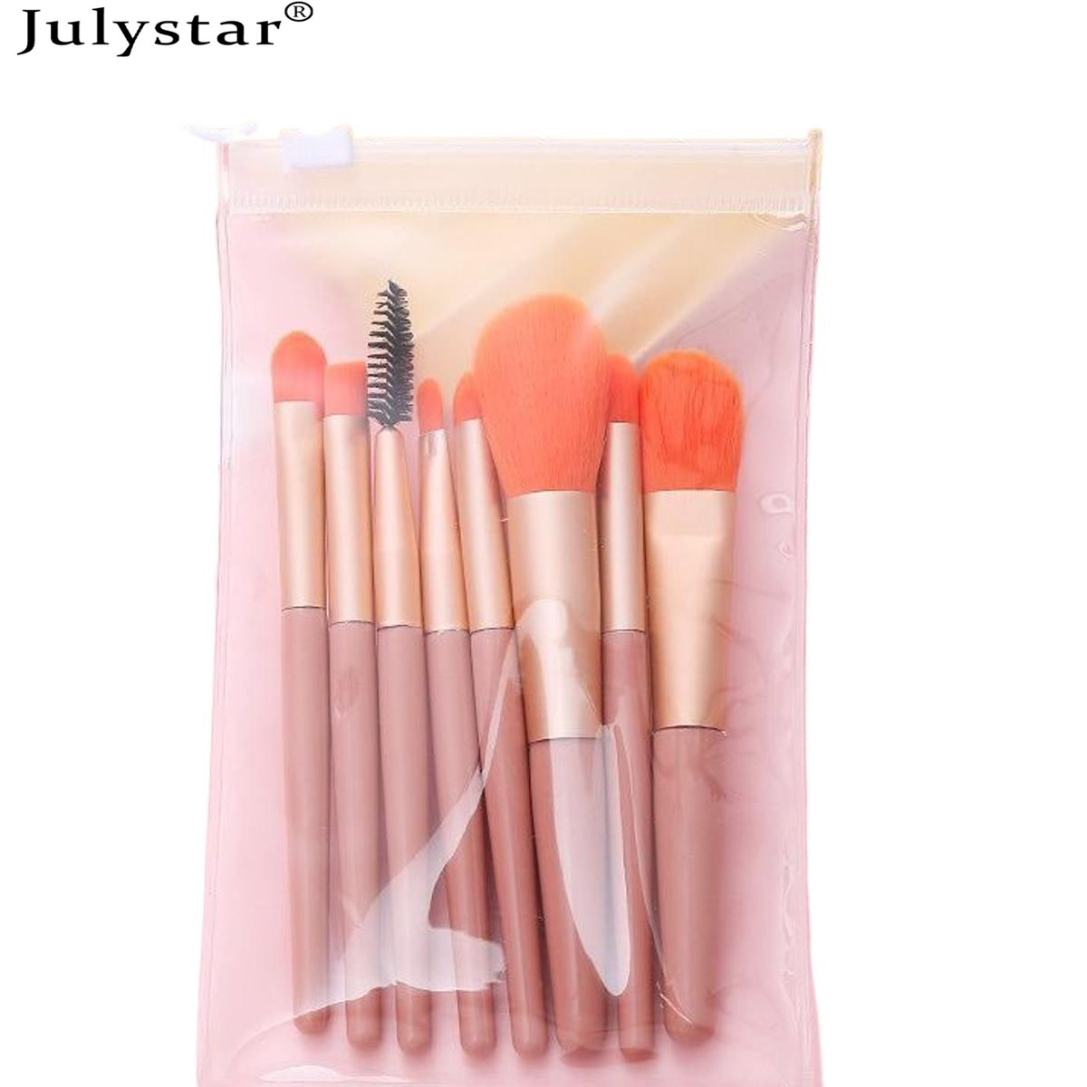 Julystar  8 Pcs Makeup Brush Set Random Colors