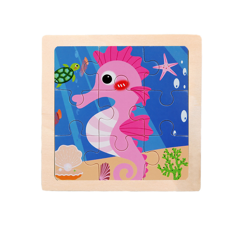 Montessori Wooden Picture Puzzles for Kids — 12 Colourful Animal Boards, 9-Piece Each for Hand-Eye & Problem Solving