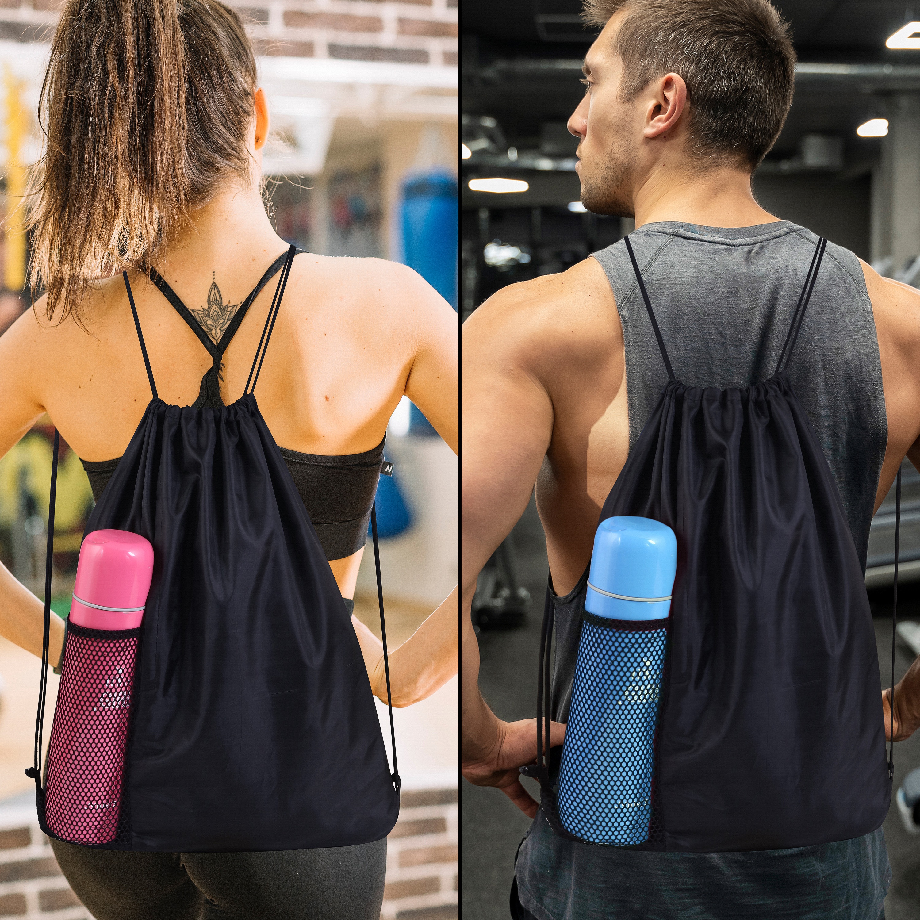 Drawstring Bags White Swim Sport Sack PE Bags Water Proof Drawstring Gym Bags for Kids Adults with Outside Zipper and Mesh Pocket String Swimming Sports Bag for School, Sports, Swimming, Gym, Travel  The Anatomy of the Drawstring Bag  The M