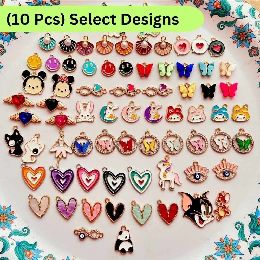 10 Pcs Enamel Charms Select Design – Daisy, Sakura, Heart & Star Pendants | DIY Jewelry Making Accessories for Bracelets, Earrings, Necklaces & Crafts By SAMS Arts and Craft