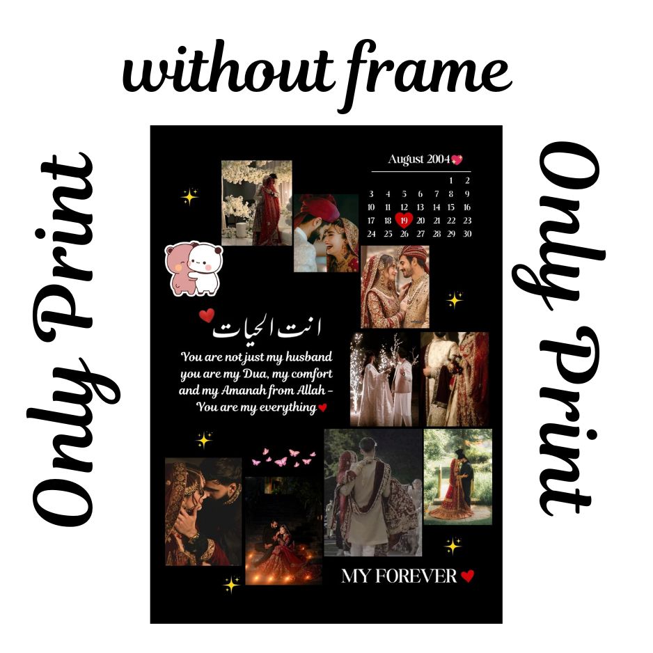 Romantic Anniversary/Birthday Gift - Customized Photo Collage Frame for Husband - Premium Black Border