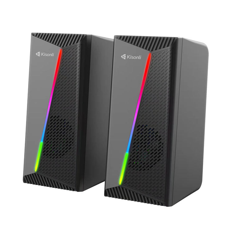 Kisonli X Series RGB USB Computer Speakers 2.0 – Portable Stereo Mini Speakers, Plug & Play, Clear Sound for PC & Laptop