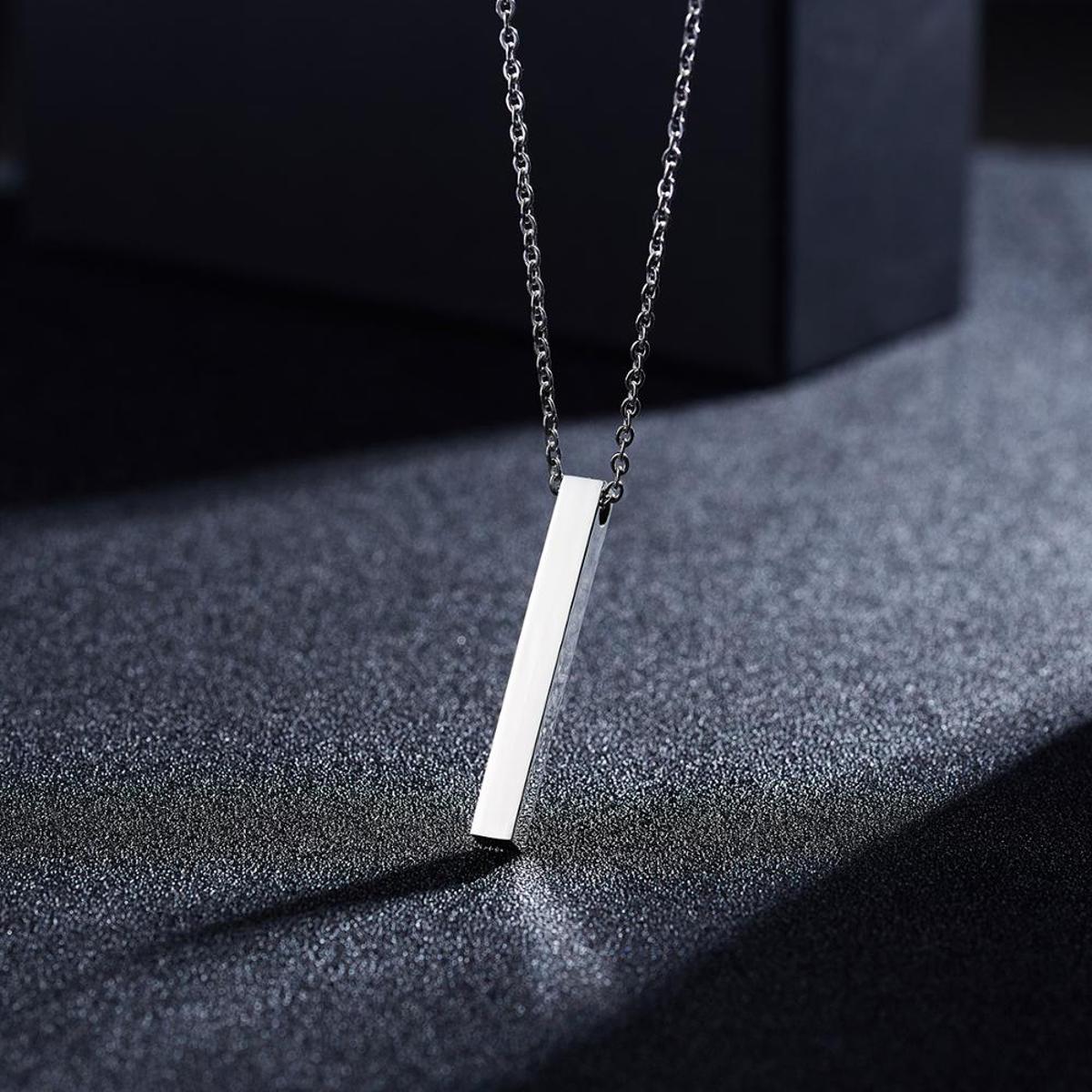 Silver 100% Pure Stainless Steel Vertical Bar Necklace/Locket/Chain for Men/Boys